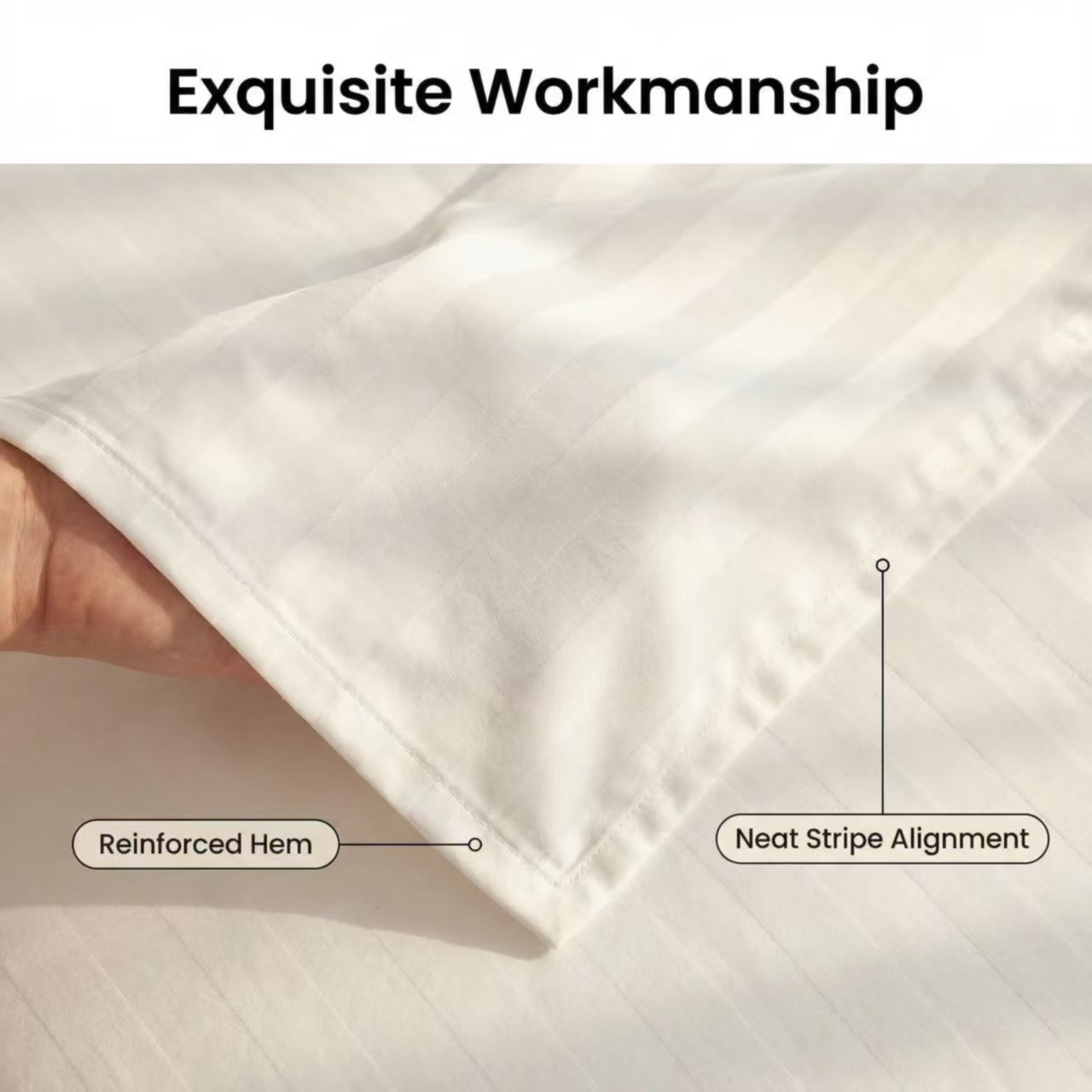 Wholesale Luxury White Stripe Bedding Set 4PCS | Hotel Quality Polyester Duvet Cover Set