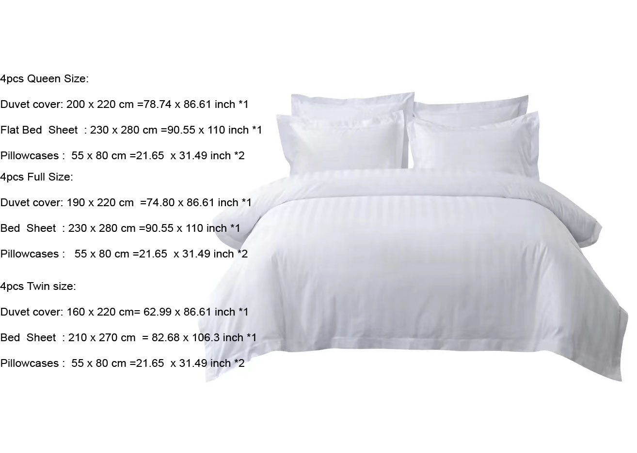 Wholesale Luxury White Stripe Bedding Set 4PCS | Hotel Quality Polyester Duvet Cover Set