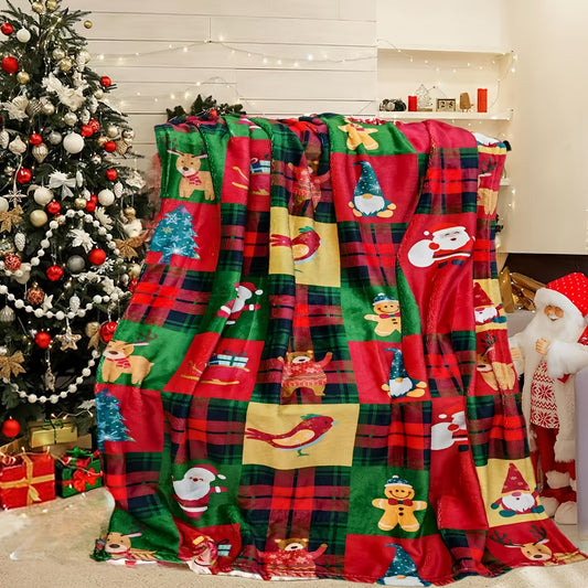 1pcs Red Pink Buffalo Plaid Christmas Throw Blanket, Fuzzy Fluffy Soft Cozy Blanket, Fleece Flannel Plush Microfiber Blanket For Couch Bed Sofa